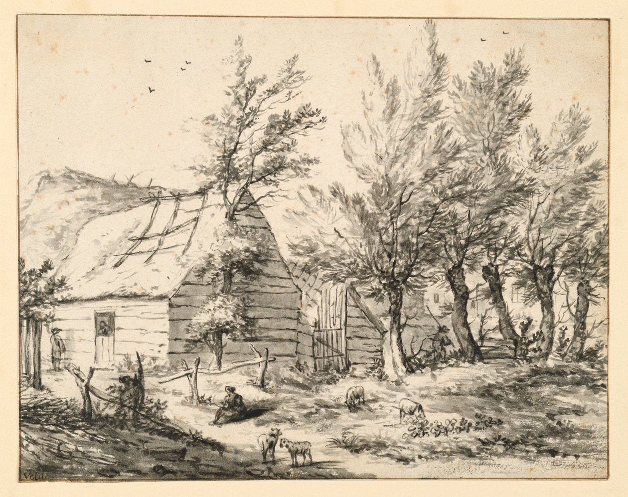 Cascina dietro una fila di salici capitozzati da Adriaen van de Velde
