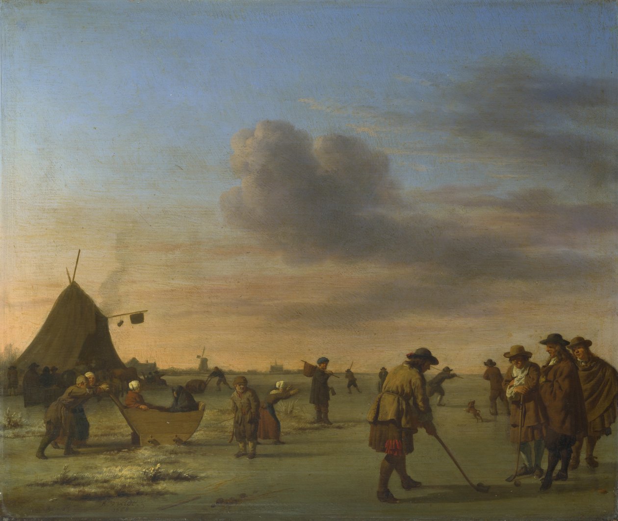 Golfisti sul ghiaccio vicino a Haarlem da Adriaen van de Velde