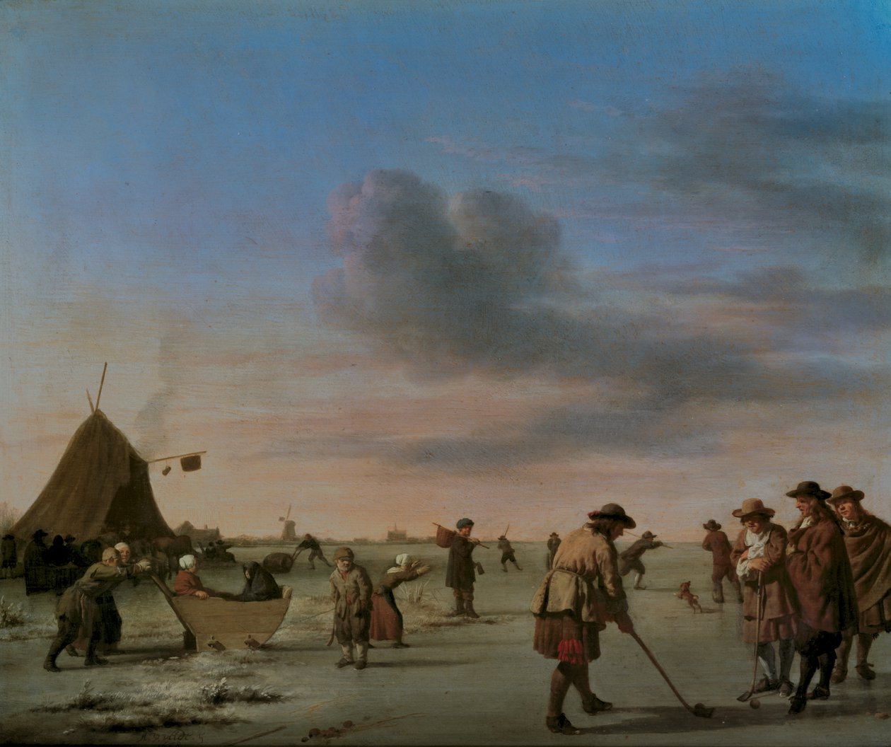 Golfisti sul ghiaccio vicino a Haarlem, 1668 da Adriaen van de Velde