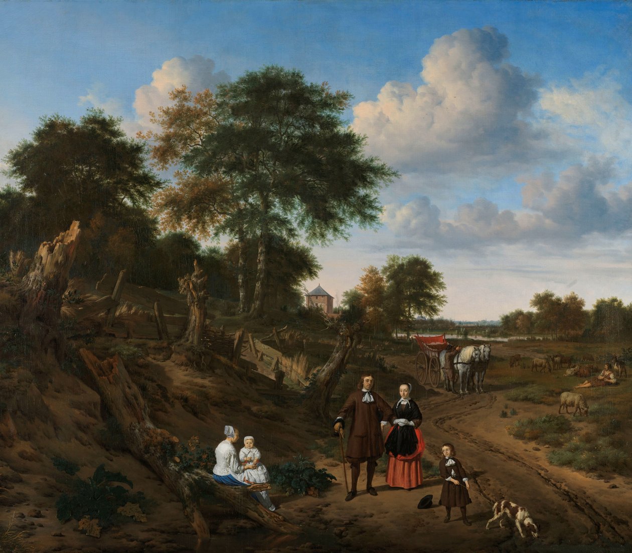 Ritratto di una Coppia con Due Bambini e una Balia in un Paesaggio da Adriaen van de Velde