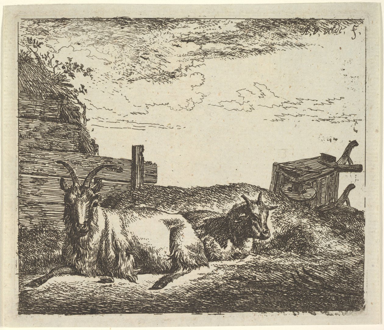 Capre Distese, da Animali Diversi da Adriaen van de Velde