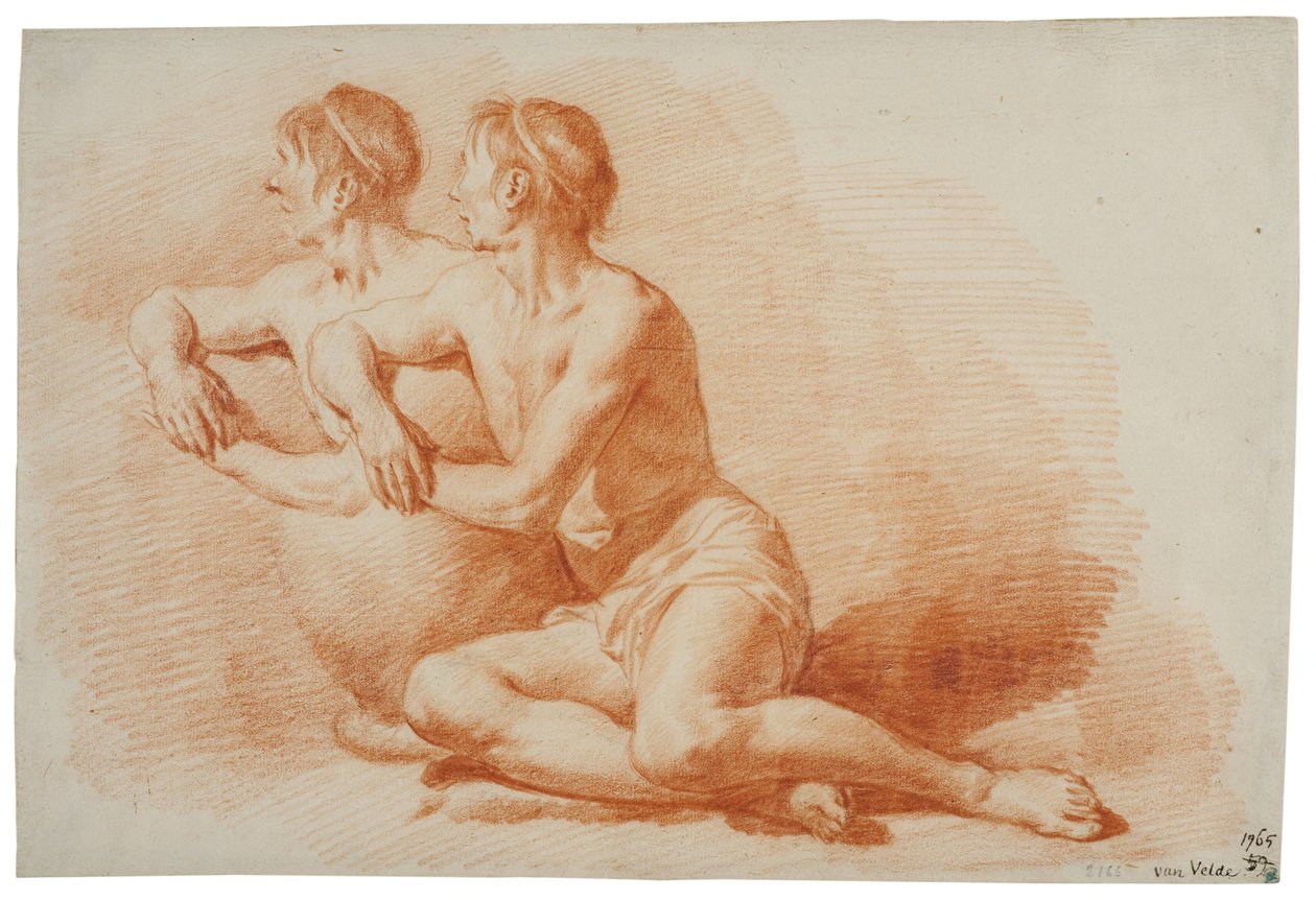 Studio di un nudo maschile seduto a terra da Adriaen van de Velde