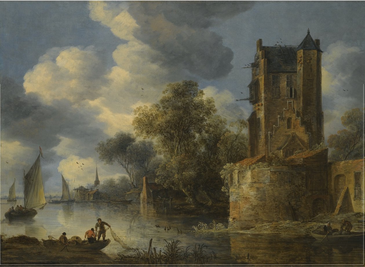 Paesaggio fluviale con bastione da Adriaen van der Cabel
