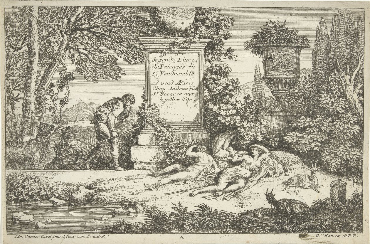 Pastorelle dormienti (Paesaggi, serie 1) da Adriaen van der Kabel