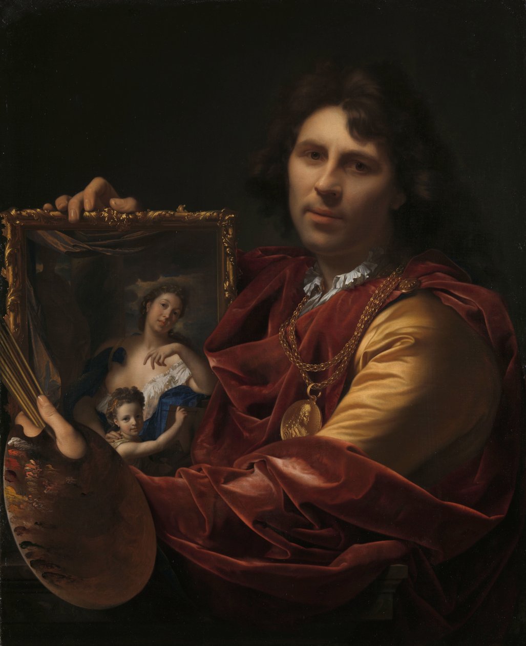 Autoritratto con il ritratto della moglie, Margaretha van Rees, e della loro figlia Maria da Adriaen van der Werff