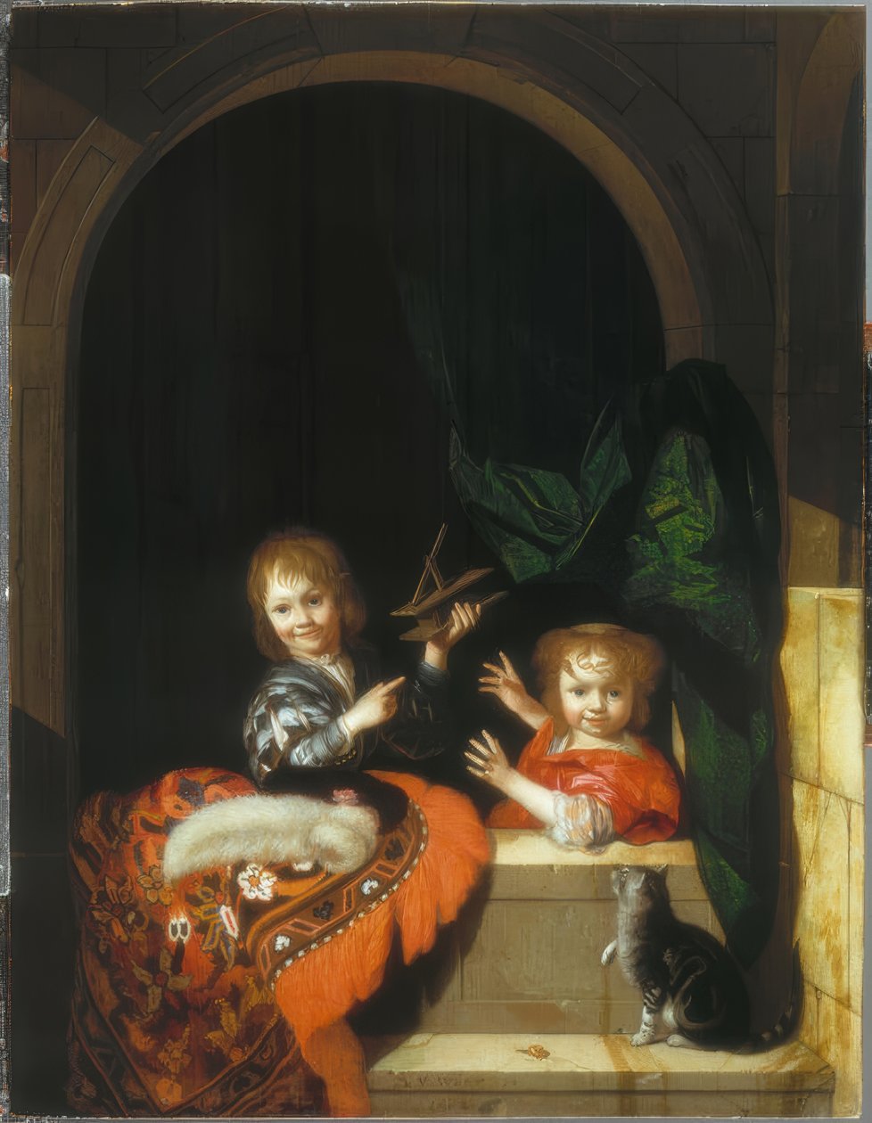 Due bambini con una trappola per topi da Adriaen van der Werff