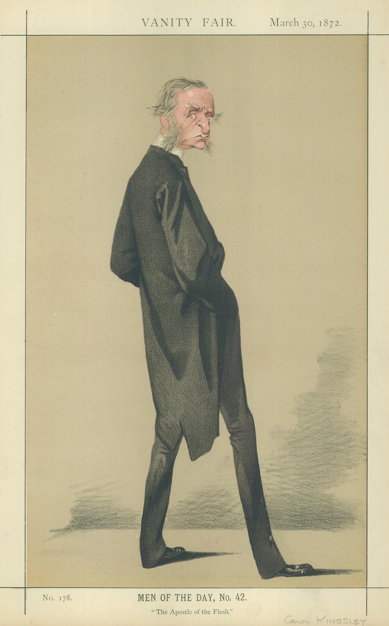 Il reverendo canonico Charles Kingsley (litografia a colori) da Adriano Cecioni