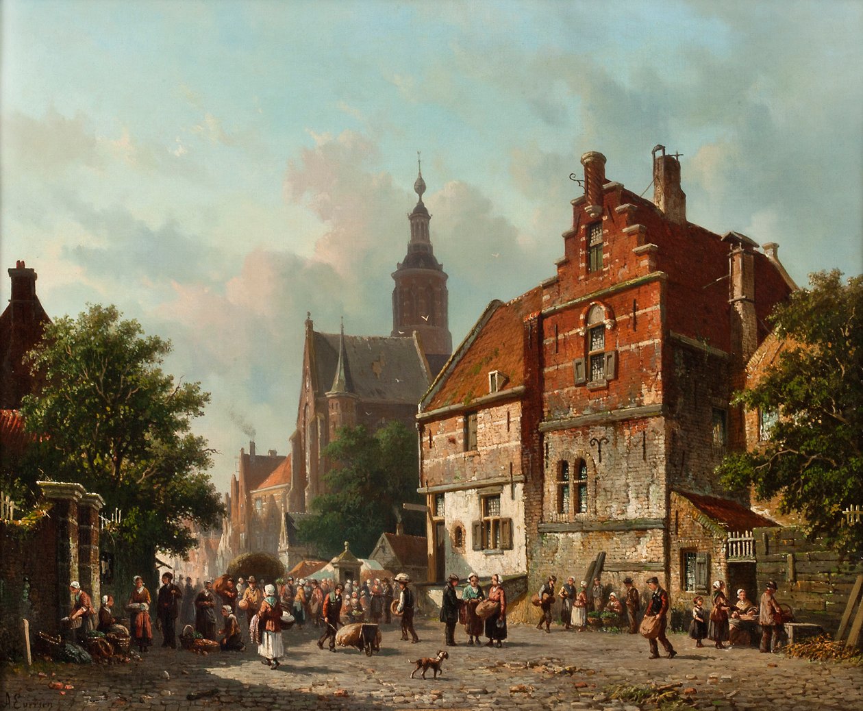 Mercato olandese in estate, XIX secolo da Adrianus Eversen