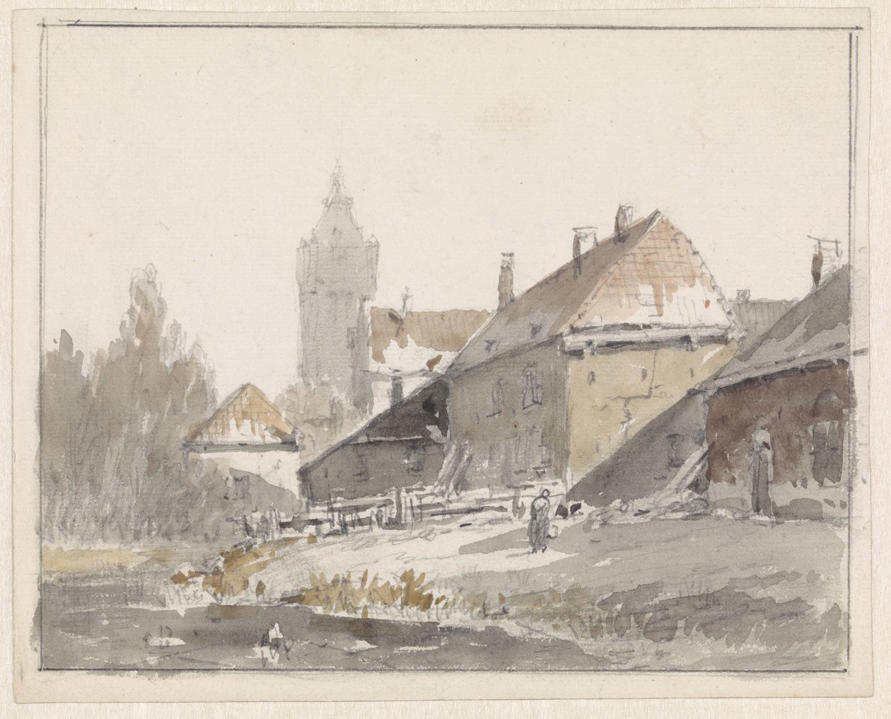 Vista di case ai margini di una città da Adrianus Eversen