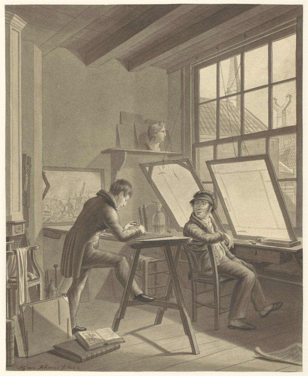 Atelier di Jacob Ernst Marcus in Rozenstraat ad Amsterdam da Adrianus Gerardus van Schoone