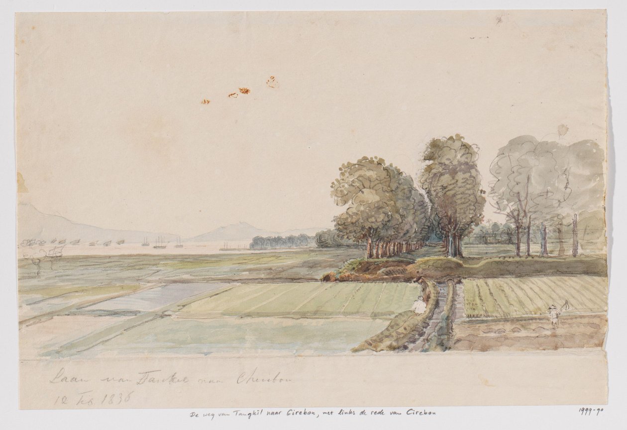 Paesaggio con strada da Tangkil a Cirebon e vista sull