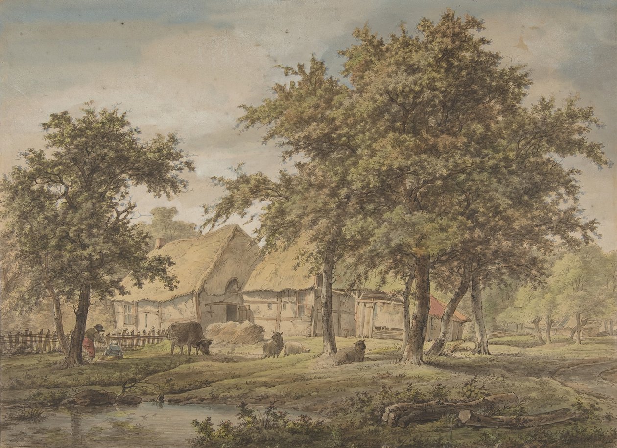 Paesaggio con una fattoria da Adrianus de Visser