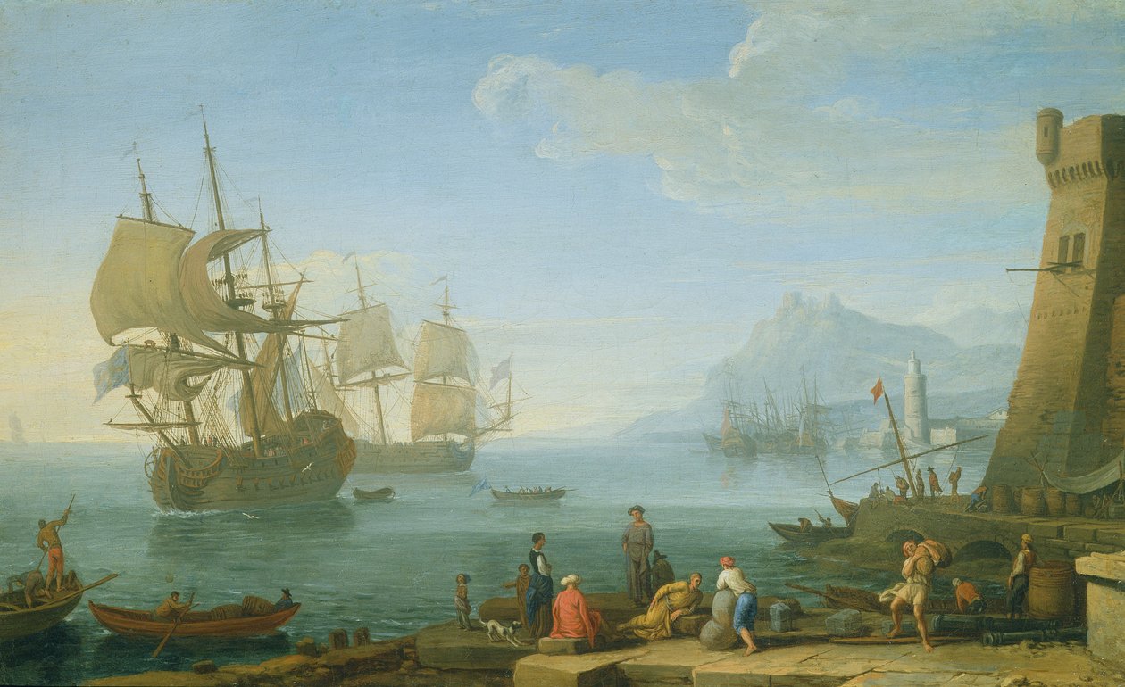 Scena di porto mediterraneo da Adrien Manglard