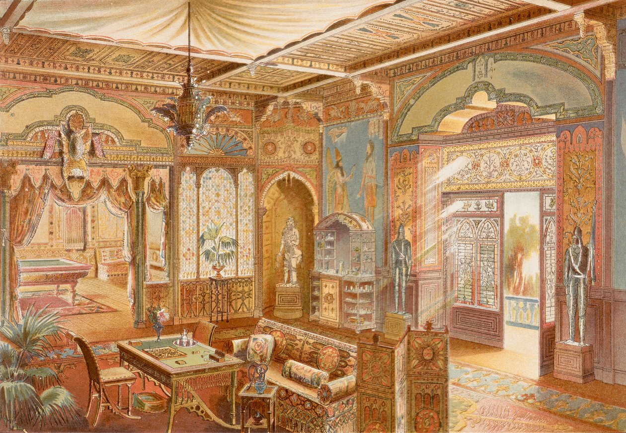 Sala giochi in stile assiro, illustrazione da 