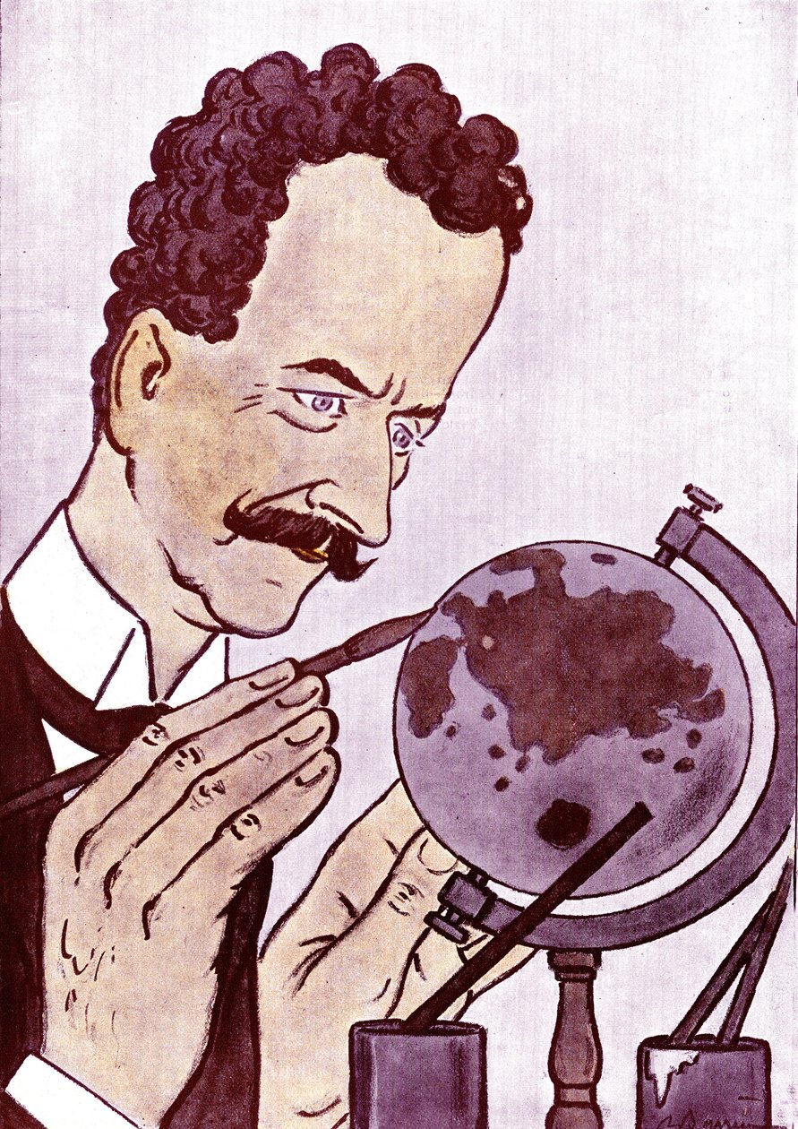Cartone animato di Philippe Berthelot (1866-1934) politico e diplomatico francese - disegno di Adrien Barrere (1877-1931) da Fantasio da Adrien Barrere