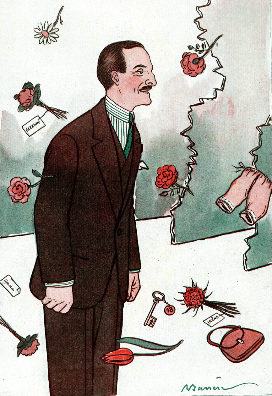 Cartone che raffigura il comico francese Victor Boucher - Disegno di Adrien Barrere da Fantasio da Adrien Barrere