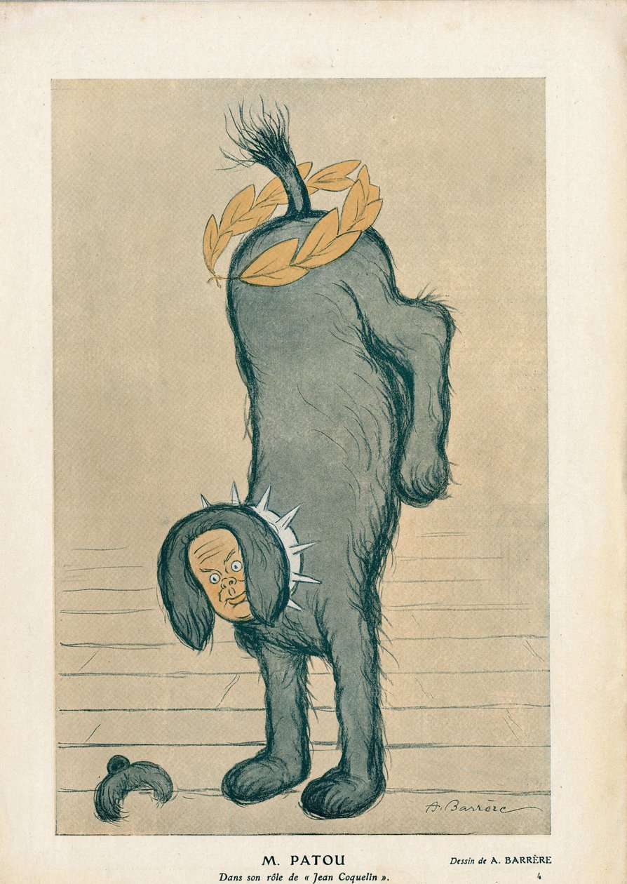 Personaggio del pezzo "Chantecler" di Edmond Rostand Jean Coquelin nel ruolo del cane Patou - Fantasio da Adrien Barrere
