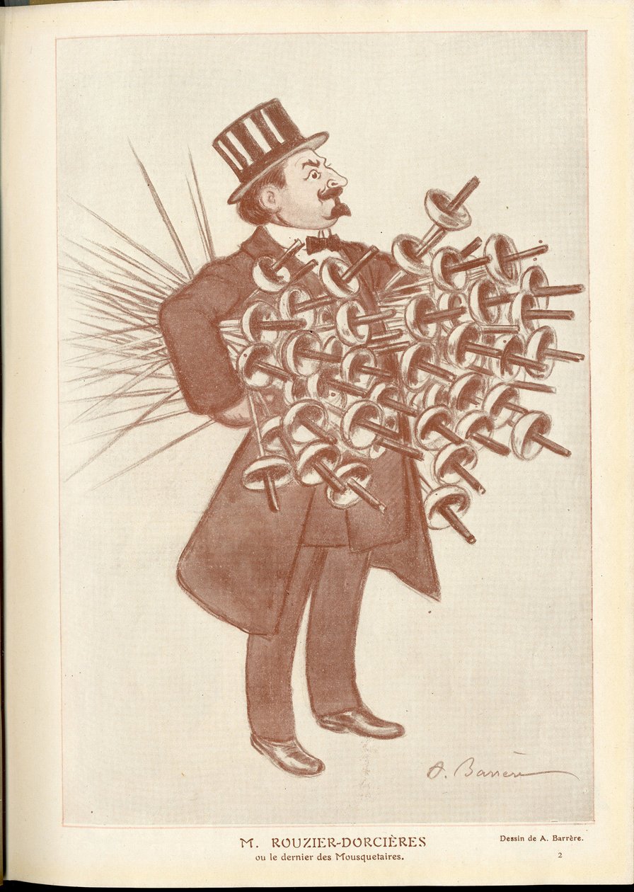 Fantasio, ca. 1912_4_1 - Illustrazione di A Barrere (1874-1931): Scherma - Rouzier Dorcieres da Adrien Barrere