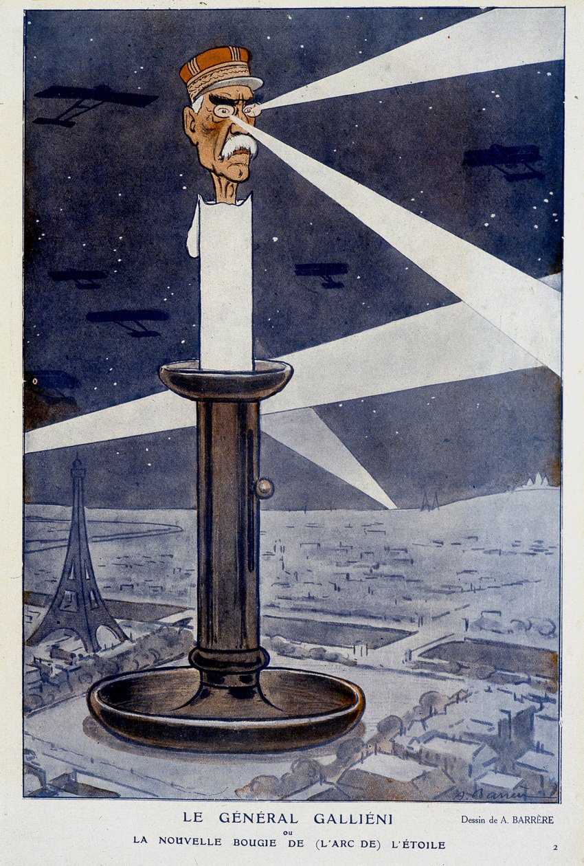 Generale Gallieni o la nuova candela (dalla prua della) stella. In Fantasio 01/12/1915. Disegno di A. Barrère. da Adrien Barrere