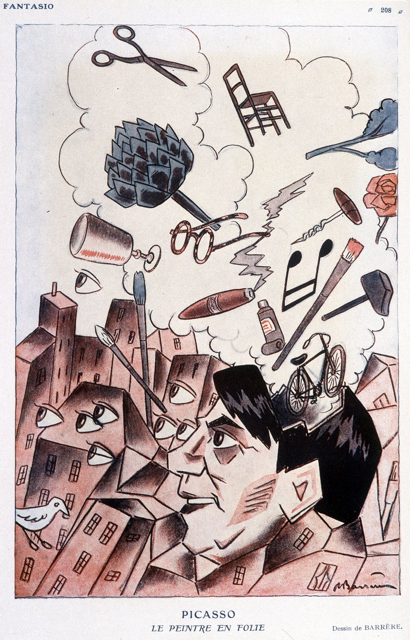 Disegno umoristico su Pablo Picasso di Barrère - in Fantasio, dal 15/11/1928 da Adrien Barrere
