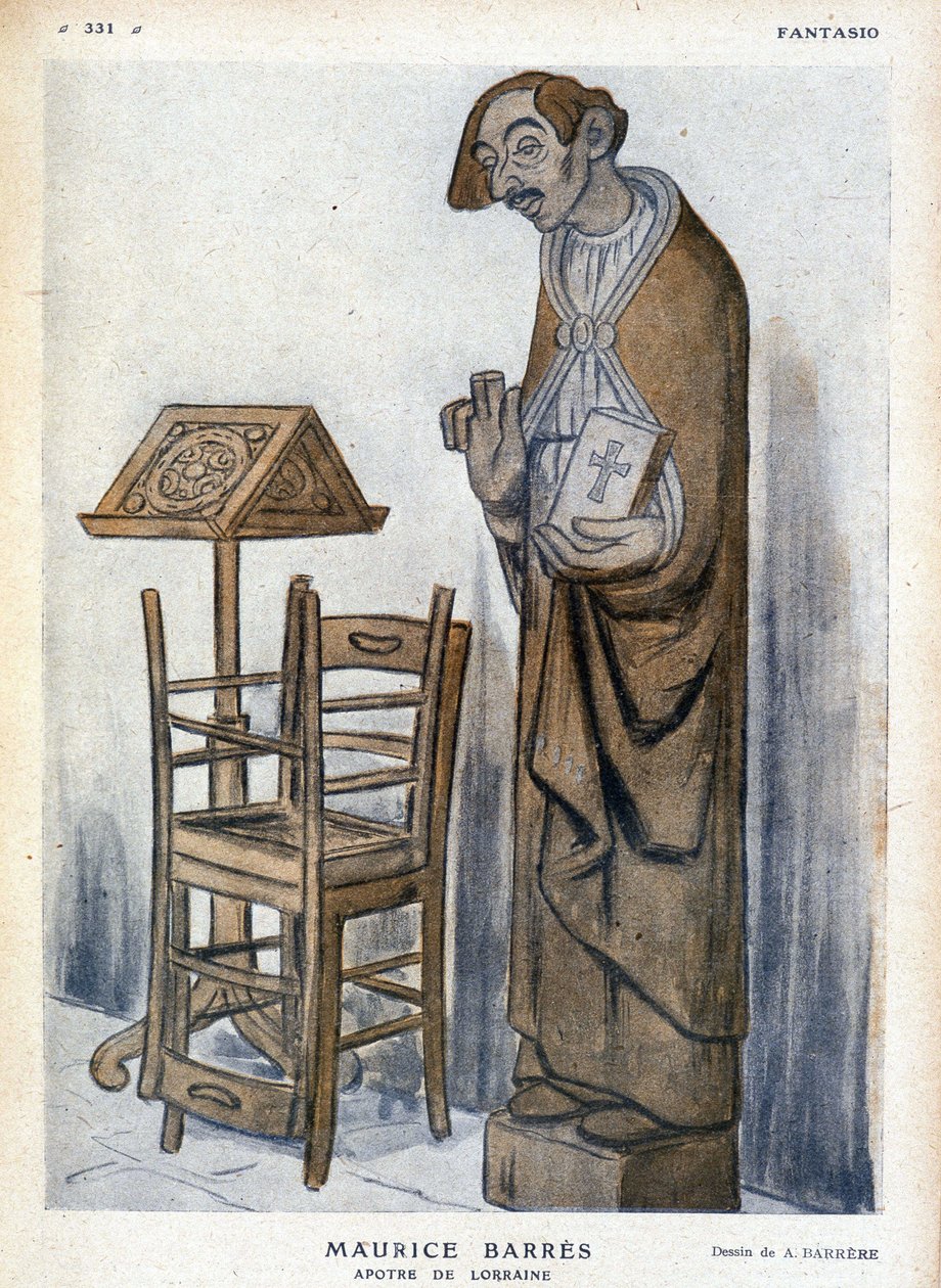 Maurice Barrès e Apotre de Lorraine - Caricatura di Adrien Barrere (1877-1931) in "Fantasio" da Adrien Barrere