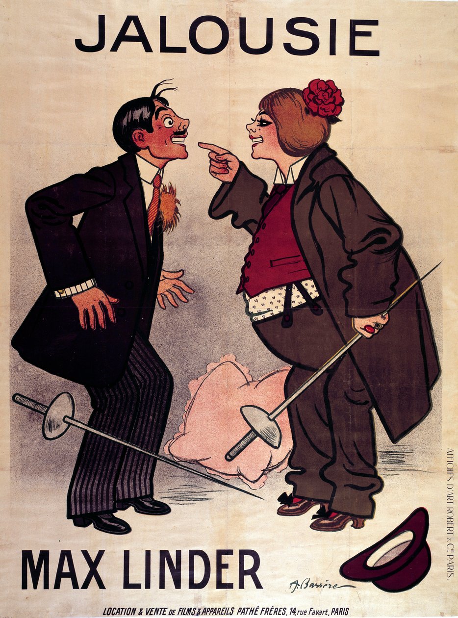 Poster di "Jalouise" (o Max e il marito geloso) di Max Linder (Gabriel Lieuvielle) da Adrien Barrere