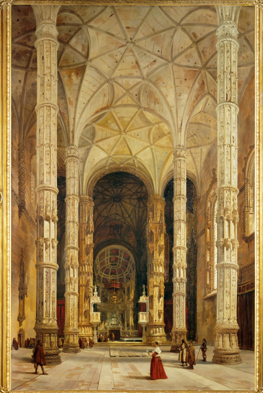 Interno della Chiesa di Belem, Lisbona (dipinto su tela) da Adrien Dauzats