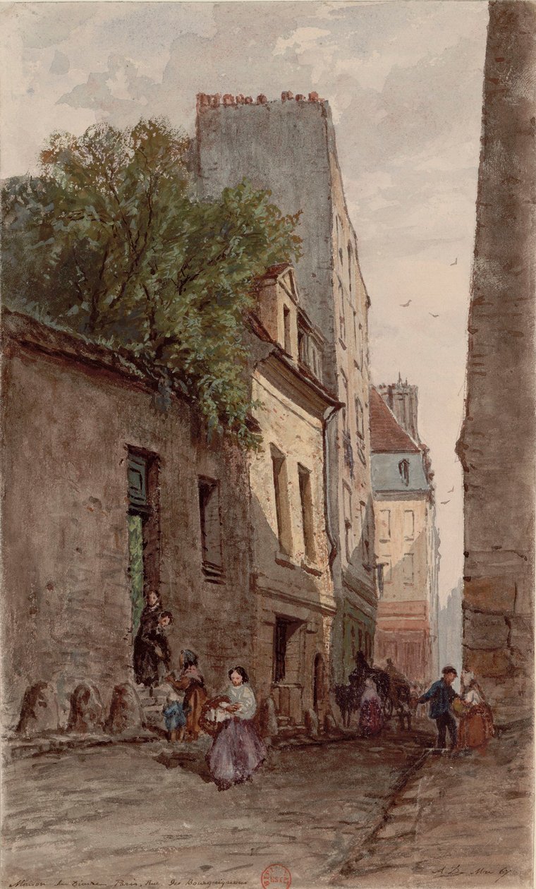Casa del diacono François de Pâris (1690-1727), Parigi, rue des Bourguignons (attuale boulevard de Port-Royal). Disegno di Adrien Dauzats (1804-1868) da Adrien Dauzats