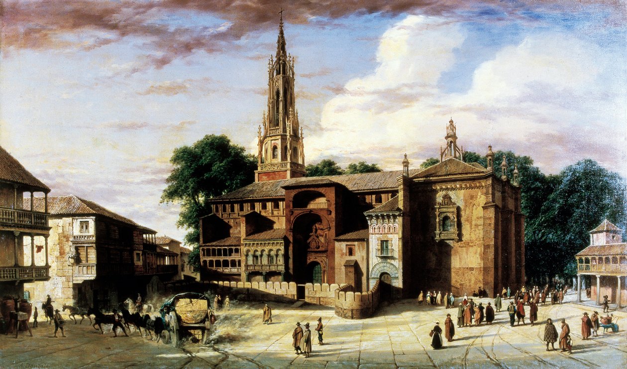 Vista della città di Manzanares in Spagna da Adrien Dauzats
