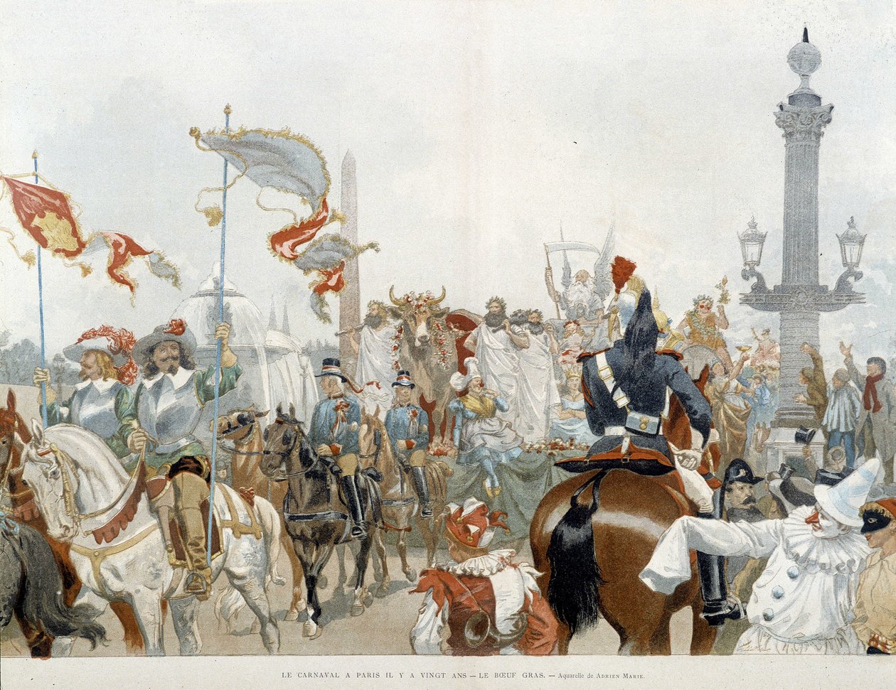 Carnevale a Parigi: boeuf gras - acquerello di Adrien Marie da Adrien Emmanuel Marie