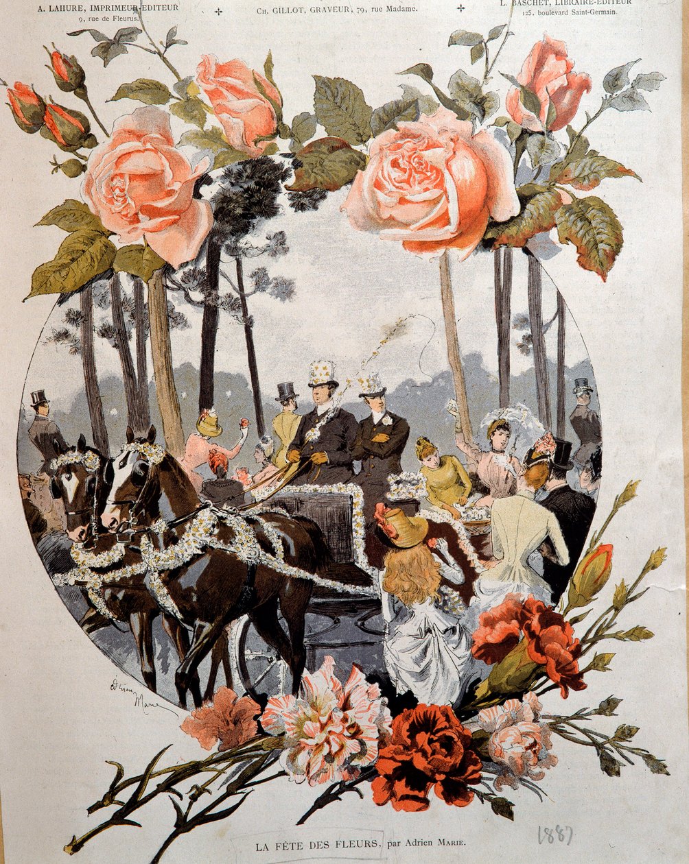 La festa dei fiori. Disegno di Adrien Marie (1848-1891) XIX secolo Parigi, Arti Decorative da Adrien Emmanuel Marie