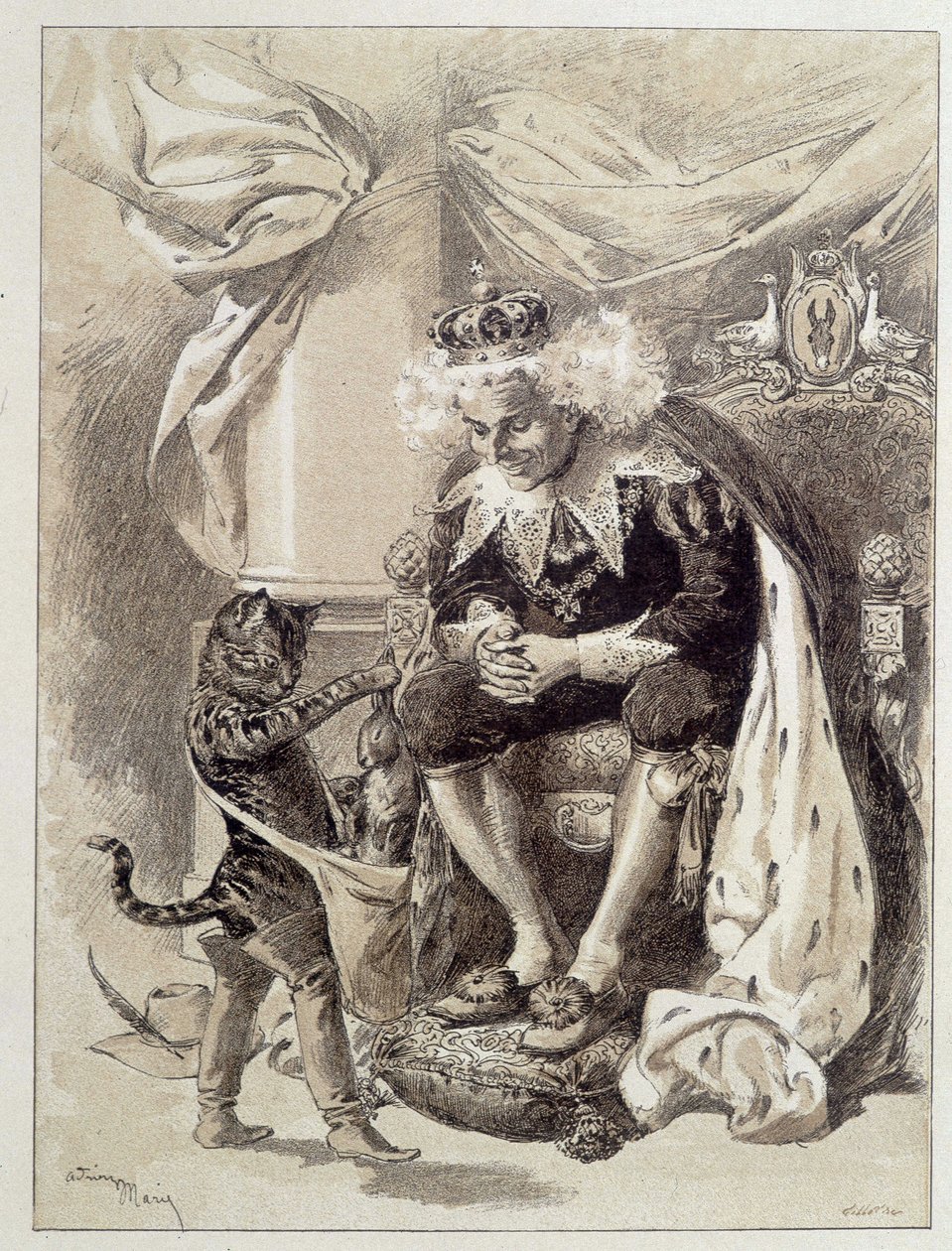 Il Gatto con gli Stivali - in Les Contes de Fées di Charles Perrault, illustrazioni di Adrien Marie da Adrien Emmanuel Marie