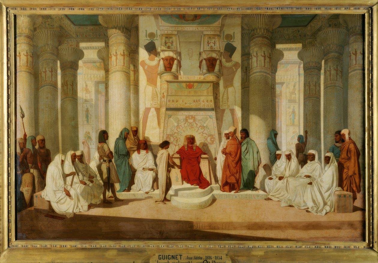 Giuseppe spiega i sogni al faraone da Jean Adrien Guignet