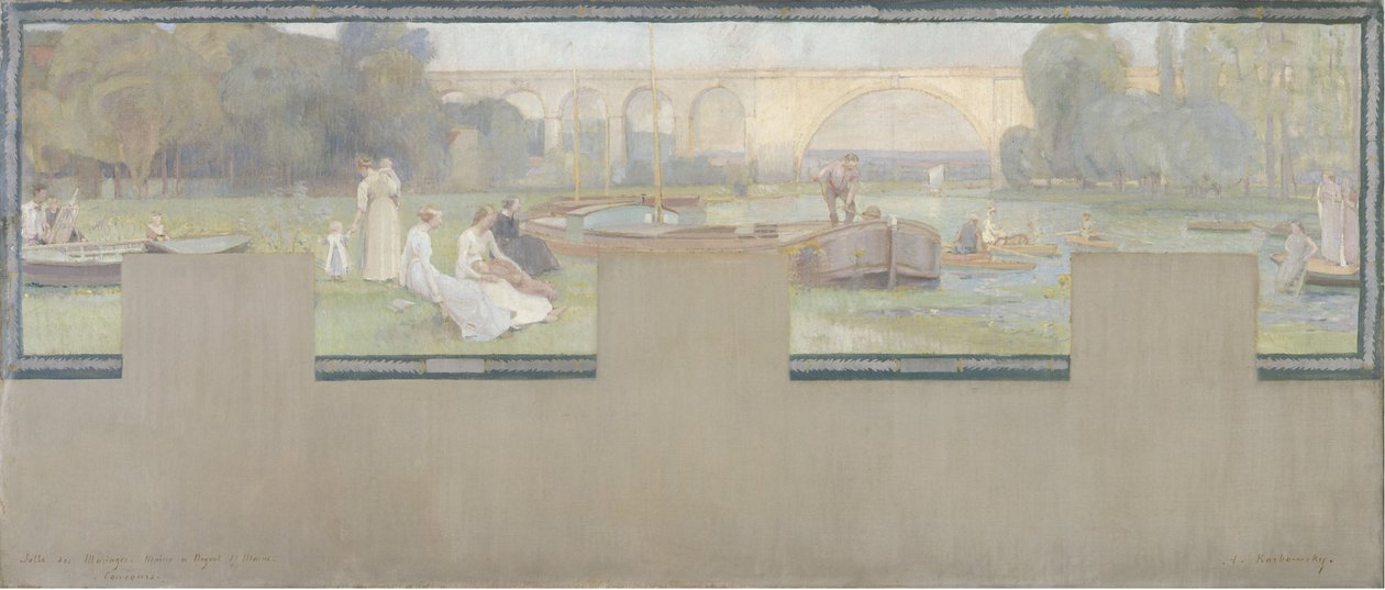 Bozzetto per il municipio di Nogent-sur-Marne: Il riposo - la navigazione, primavera 1889 da Adrien Karbowsky