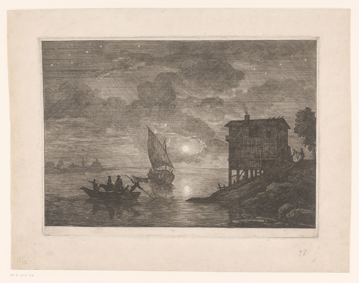 Veerpont bij nacht da Adrien Manglard (attributed to)