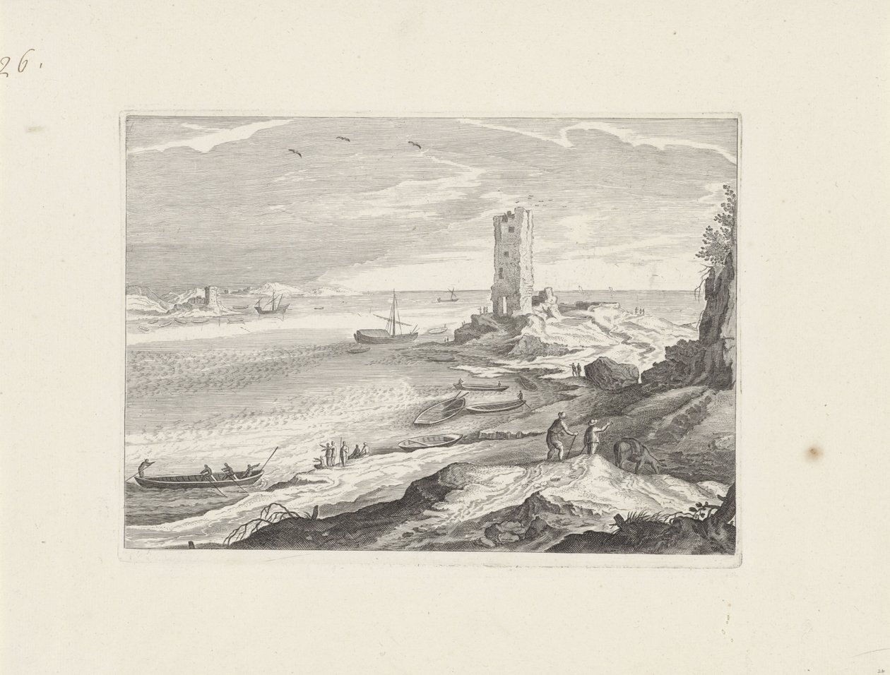 Veduta marina con la rovina di una torre da Aegidius Sadeler (II) (attributed to)
