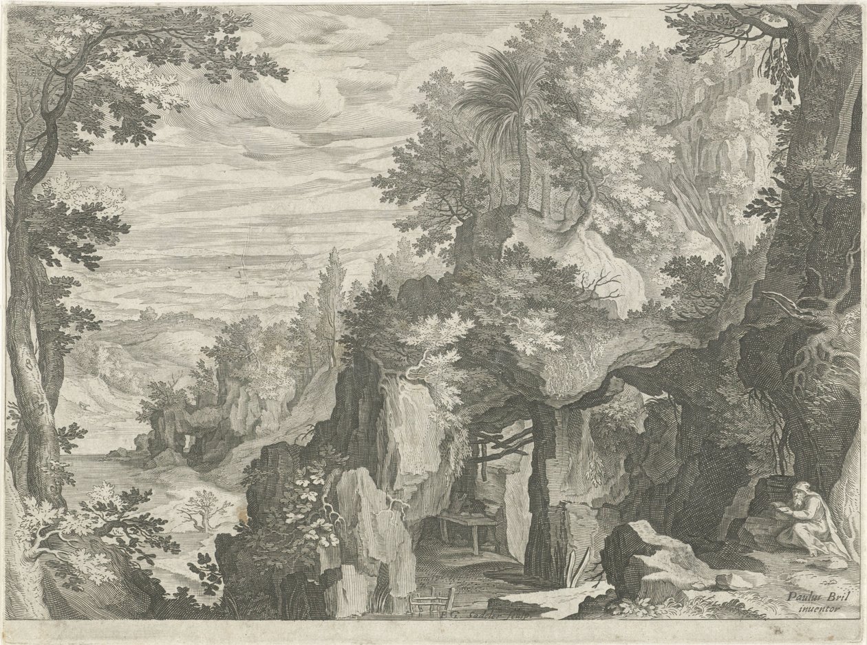 Paesaggio montano con un eremita da Egidius  Sadeler (II)