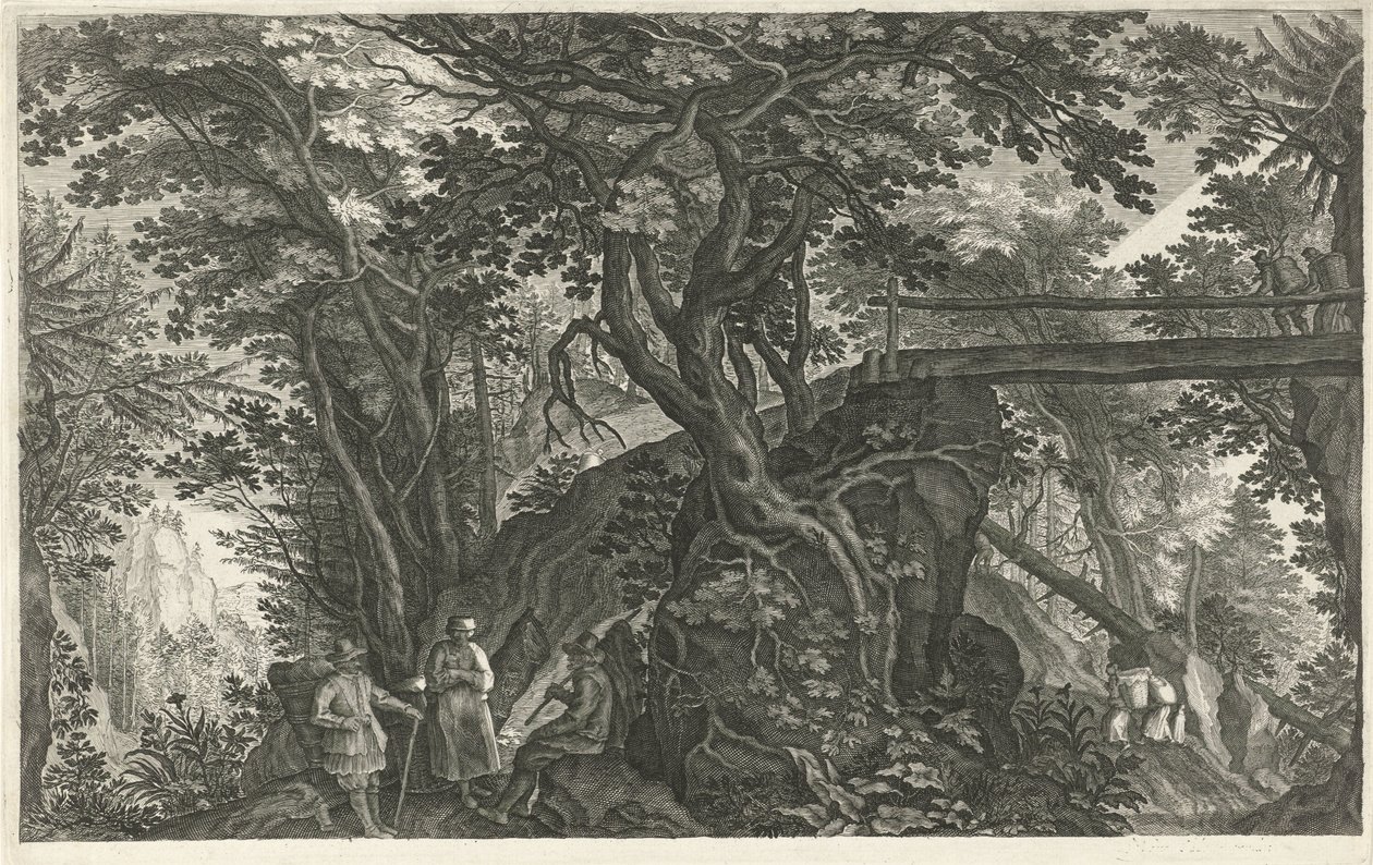 Paesaggio boschivo con un ponte da Egidius  Sadeler (II)