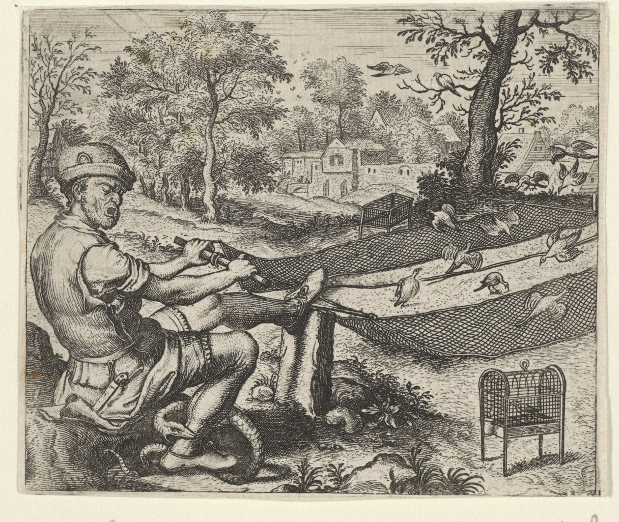 Favola del cacciatore di uccelli e del serpente da Egidius  Sadeler (II)