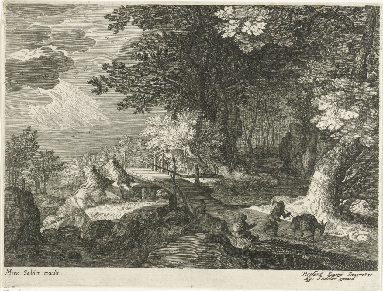 Ponte di legno in un paesaggio boschivo da Egidius  Sadeler (II)