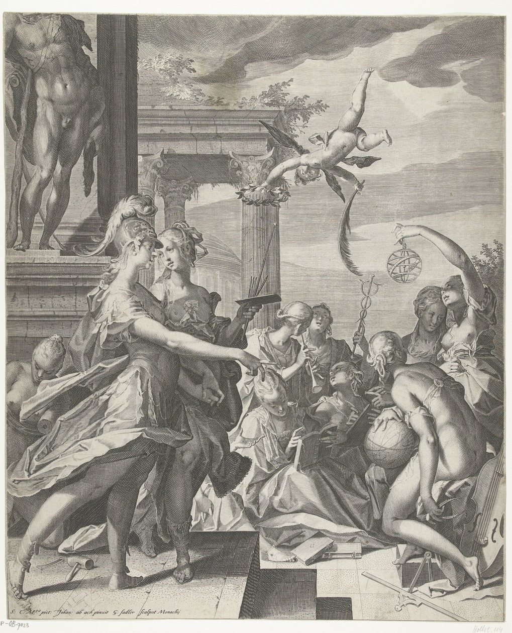 Minerva accompagna la Pittura al suo posto tra le scienze da Egidius  Sadeler (II)
