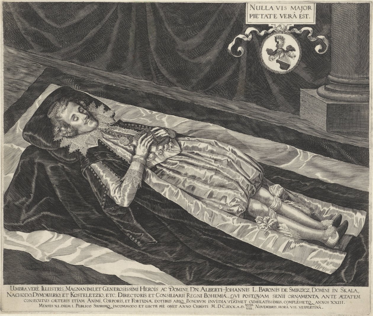 Ritratto di Albert-Johannes, barone di Smirzicz sul suo letto di morte da Egidius  Sadeler (II)