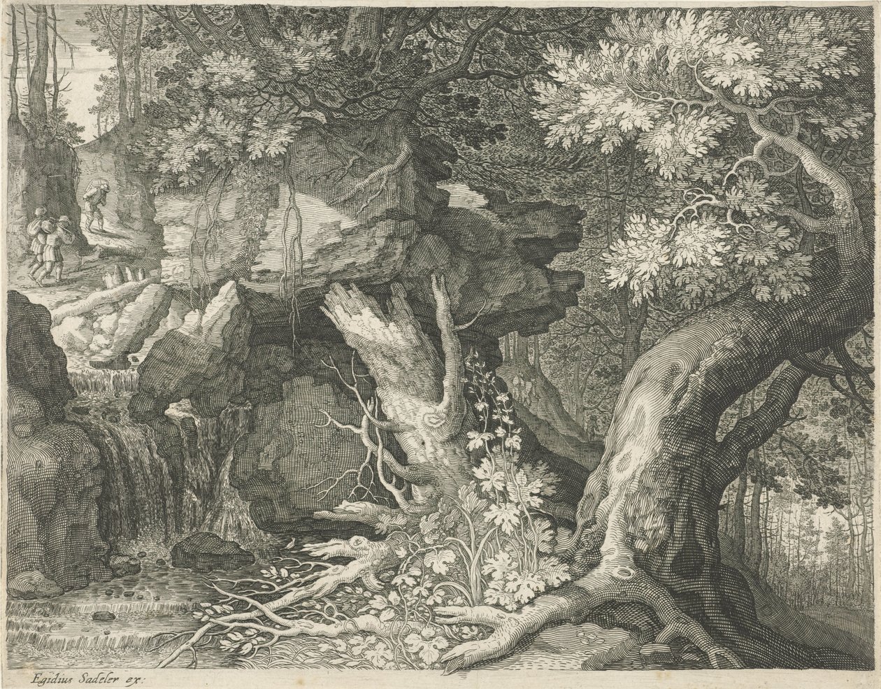 Viaggiatori sopra una cascata da Egidius  Sadeler (II)