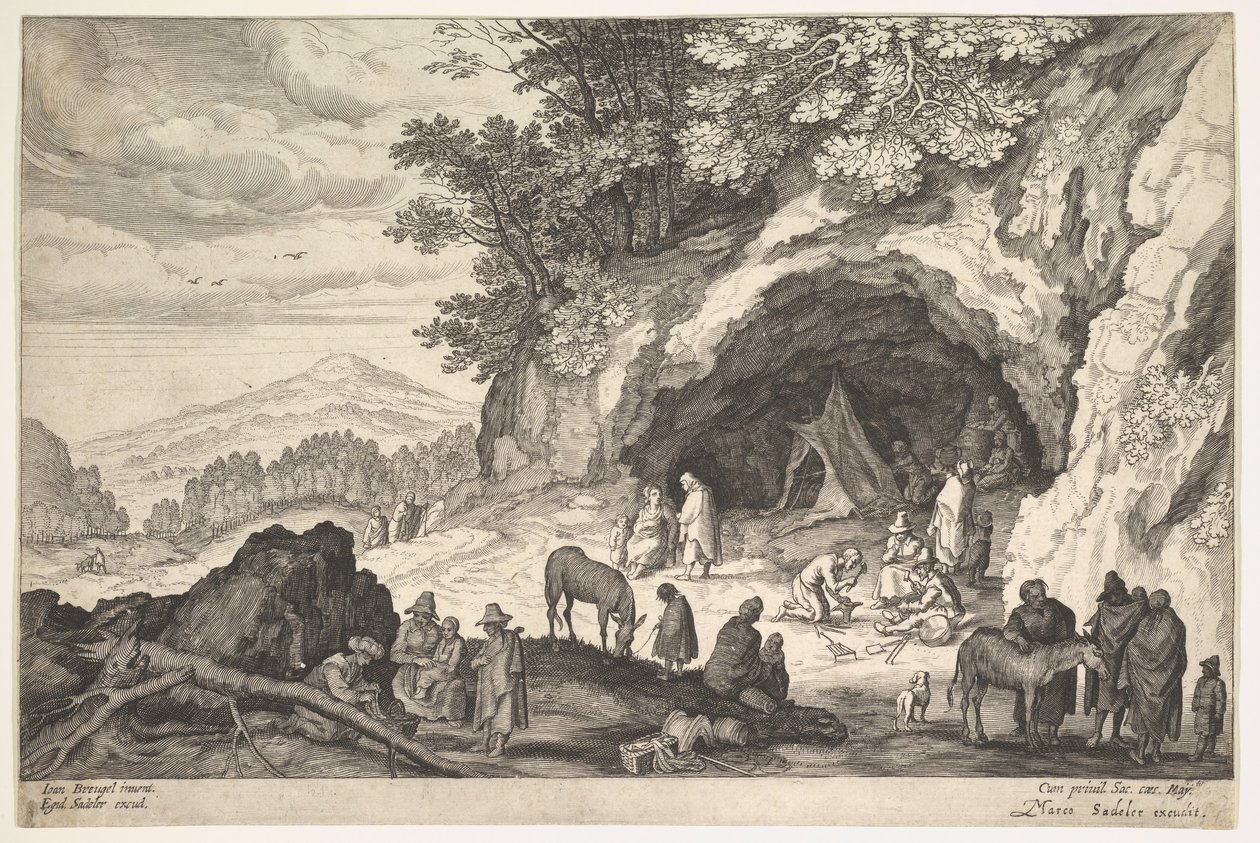 Paesaggio montuoso con un gruppo di zingari, 1586-1629 da Aegidius Sadeler II