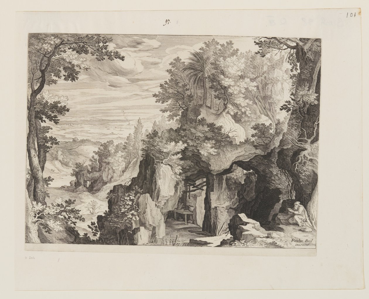 Paesaggio montano con eremita da Aegidius Sadeler II