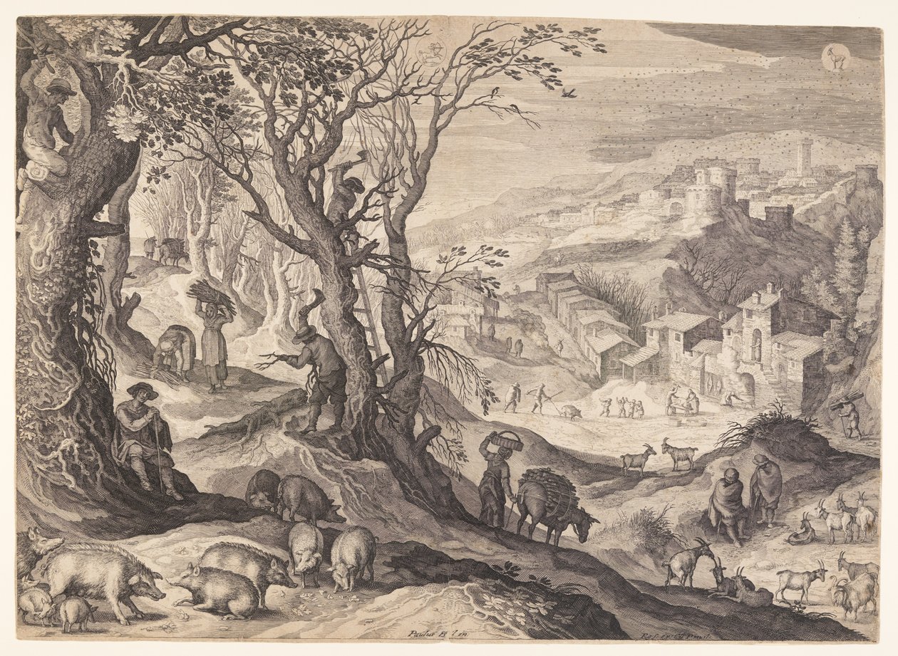Novembre/dicembre, da I dodici mesi da Aegidius Sadeler II