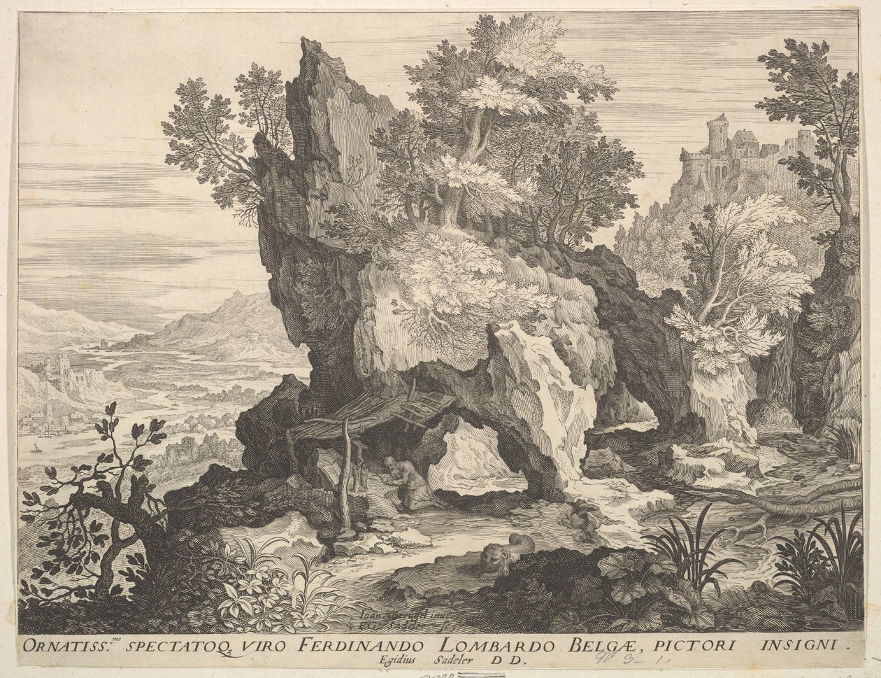 Paesaggio roccioso con San Girolamo da Aegidius Sadeler II