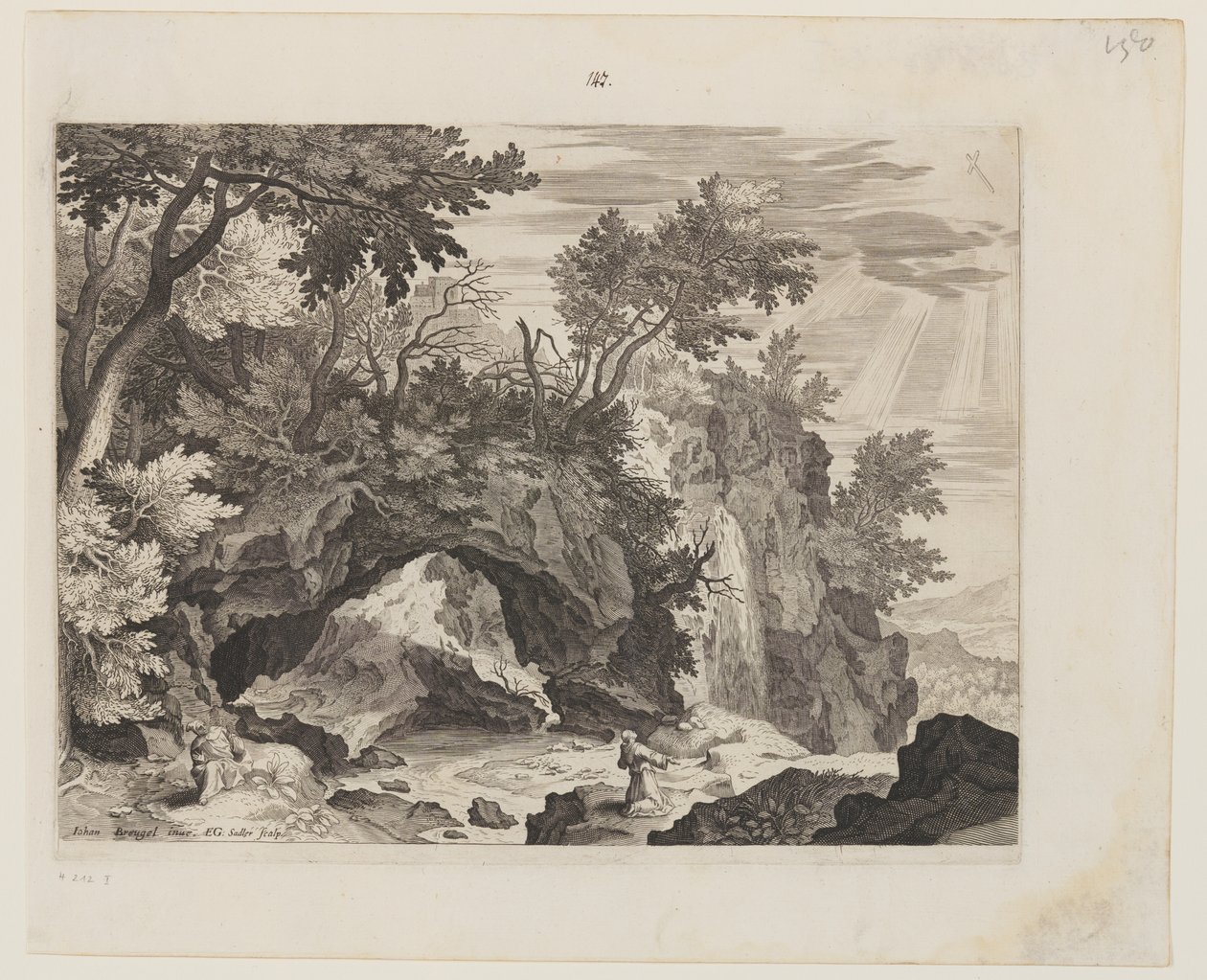 Paesaggio roccioso con La stigmatizzazione di San Francesco da Aegidius Sadeler II