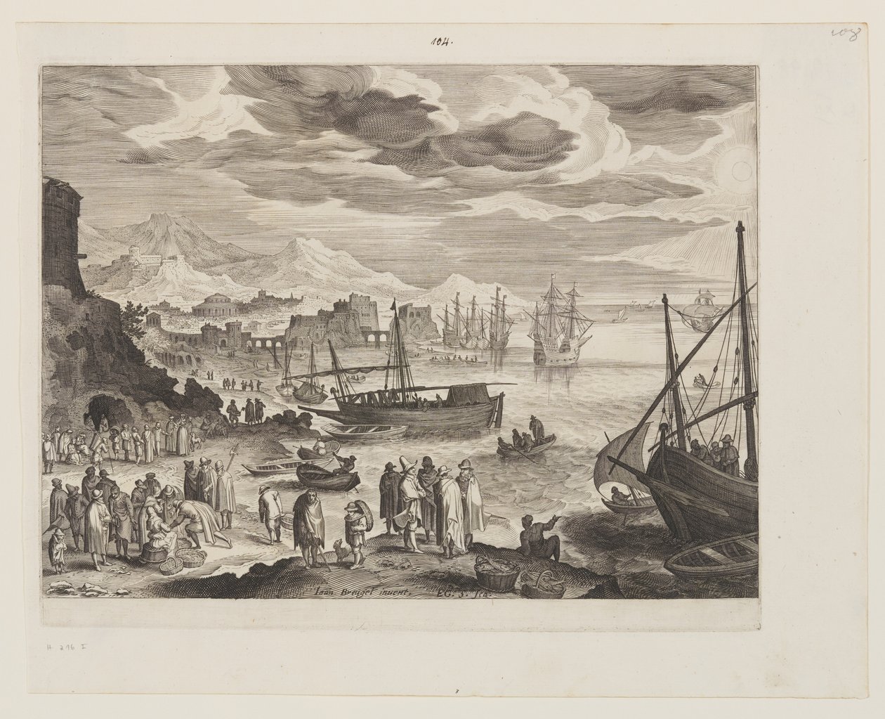 Spiaggia con pescatori e pescivendoli da Aegidius Sadeler II