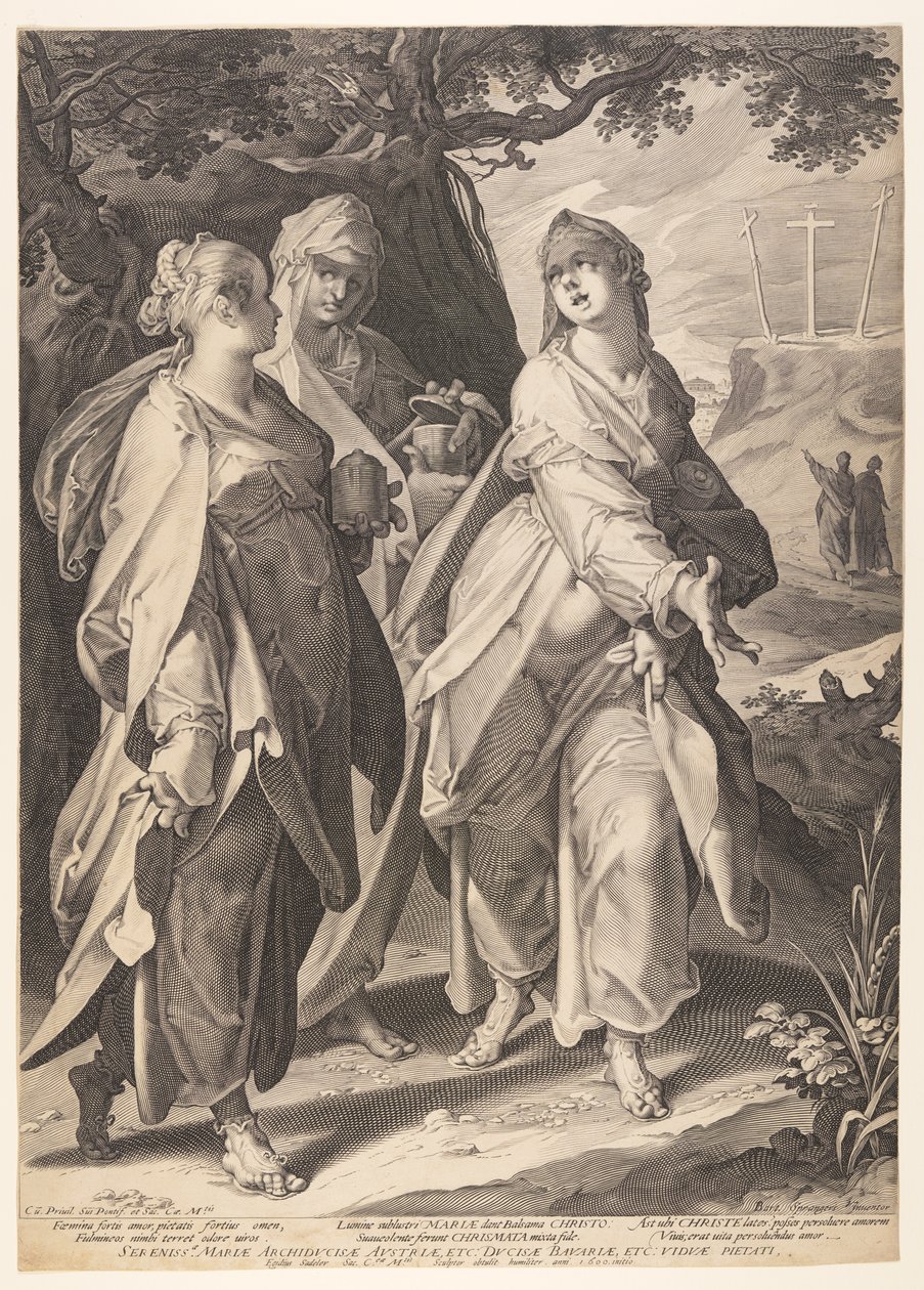 Le tre donne che tornano dalla tomba da Aegidius Sadeler II